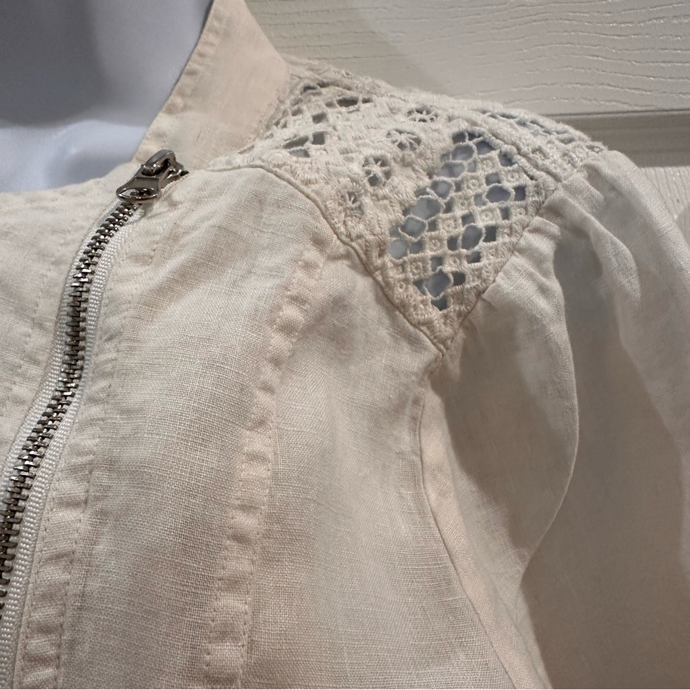 Johnny Was 4 Love And Liberty Linen Moto Jacket Size Large - Picture 3 of 9